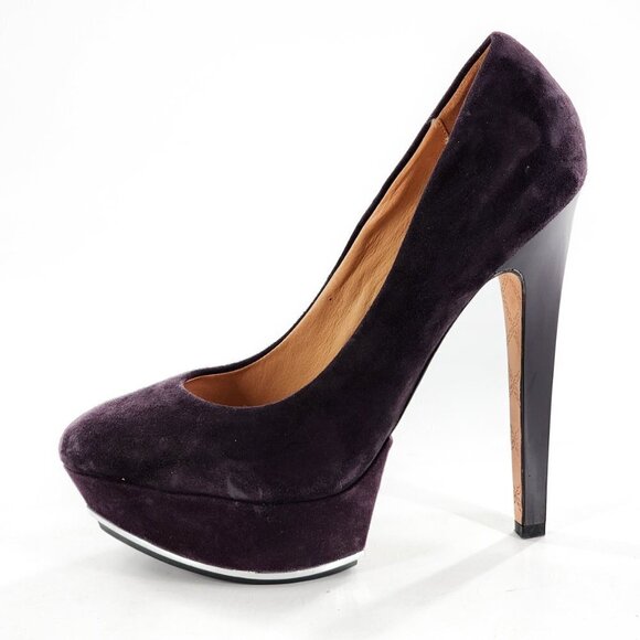 L.A.M.B. Gwen Stefani Dolores Purple Suede 6" Platform Pumps NEW - Picture 5 of 12